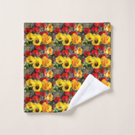 Gelbe und rote Tulissen Waschlappen