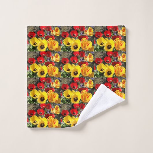 Gelbe und rote Tulissen Waschlappen (Waschlappen)