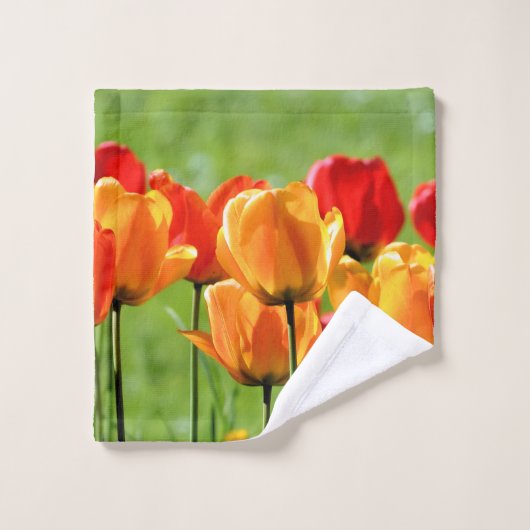 Gelbe und rote Tulissen Waschlappen (Waschlappen)