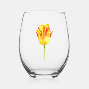 Gelbe und rote Tulpe Weinglas Ohne Stiel