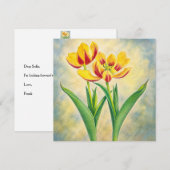 Gelbe und rote Tulpen Flachkarte (Vorne/Hinten)