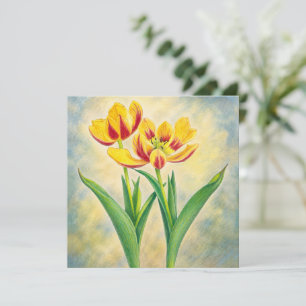 Gelbe und rote Tulpen Flachkarte