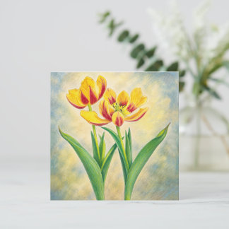 Gelbe und rote Tulpen Flachkarte