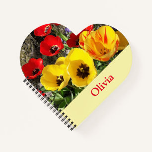 Gelbe und rote Tulpen Herz Notizblock