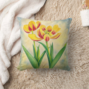 Gelbe und rote Tulpen Kissen