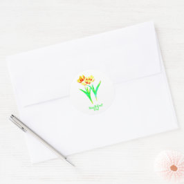 Gelbe und rote Tulpen Klassischer Rundaufkleber Runder Aufkleber