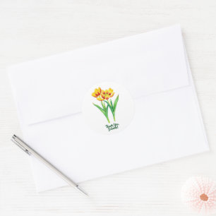 Gelbe und rote Tulpen klassischer runder Aufkleber