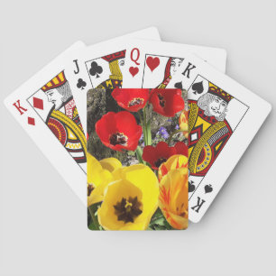 Gelbe und rote Tulpen spielen Karten Spielkarten