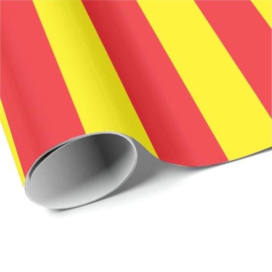 Gelbe und rote vertikale Streifen Geschenkpapier (Rolleneckpunkt)
