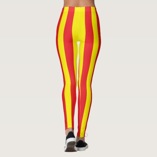 Gelbe und rote vertikale Streifen Leggings (Rückseite)