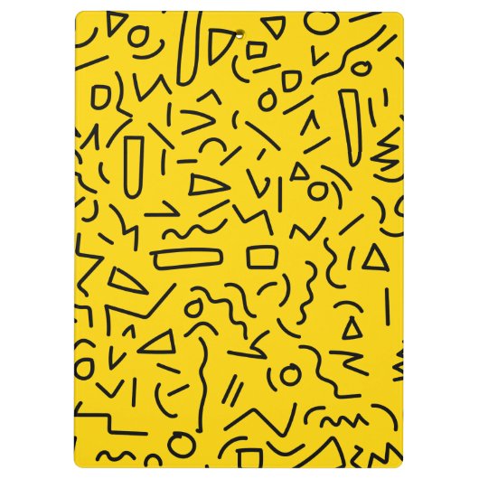 Gelbe und schwarze 80er Jahre Form und Schnauze Klemmbrett (Rückseite)