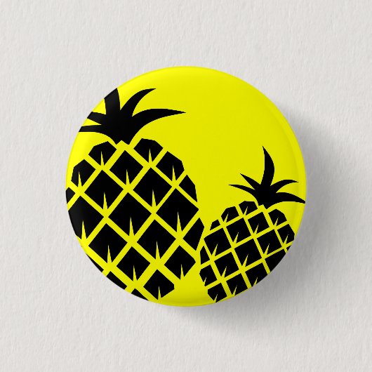Gelbe und schwarze Ananas Button (Vorderseite)