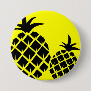 Gelbe und schwarze Ananas Button