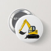 Gelbe und schwarze Bagger-Bau-Maschine Button (Vorne & Hinten)