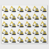 Gelbe und schwarze Bagger-Bau-Maschine Geschenkpapier (Flach)