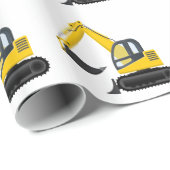 Gelbe und schwarze Bagger-Bau-Maschine Geschenkpapier (Rolleneckpunkt)