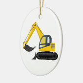 Gelbe und schwarze Bagger-Bau-Maschine Keramik Ornament (Links)