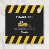 Gelbe und schwarze Bauweise Geburtstag auf beiden Geschenkanhänger (Rückseite)