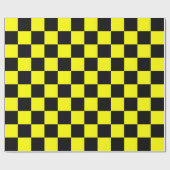 Gelbe und schwarze Checkerboard-Quadrate Geschenkpapier (Flach)