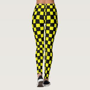 Gelbe und schwarze Checkerboard-Quadrate Leggings