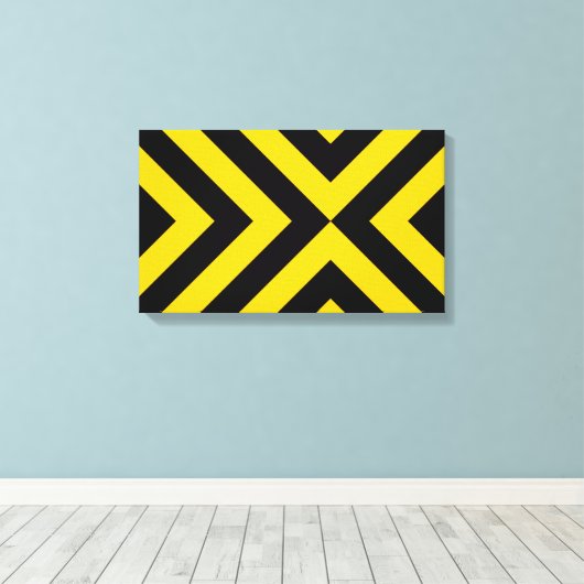 Gelbe und schwarze Chevronen Leinwanddruck (Insitu (Holzboden))