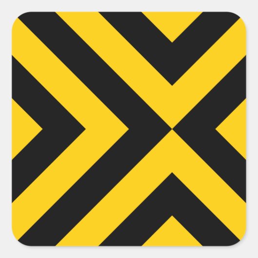 Gelbe und schwarze Chevronen Quadratischer Aufkleber (Vorderseite)