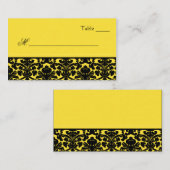 Gelbe und schwarze Damast-Platzkarten Platzkarte (Vorne/Hinten)