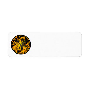 Gelbe und schwarze fliegende Yin Yang Drachen