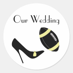 Gelbe und schwarze Fußball Themenabend Umschlag Au Runder Aufkleber