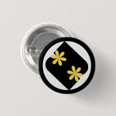 Gelbe und schwarze Gänseblümchen-Blumen-Rundbutton Button (Vorne & Hinten)