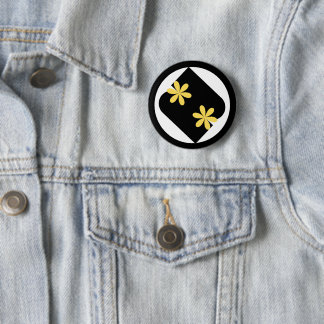 Gelbe und schwarze Gänseblümchen-Blumen-Runde Knöp Button