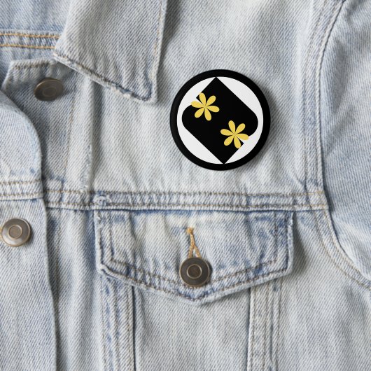 Gelbe und schwarze Gänseblümchen-Blumen-Runde Knöp Button (Beispiel)