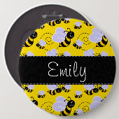Gelbe und schwarze Hummel Button (Vorne & Hinten)