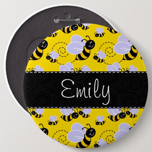 Gelbe und schwarze Hummel Button (Vorne & Hinten)