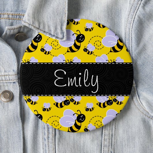 Gelbe und schwarze Hummel Button (Beispiel)