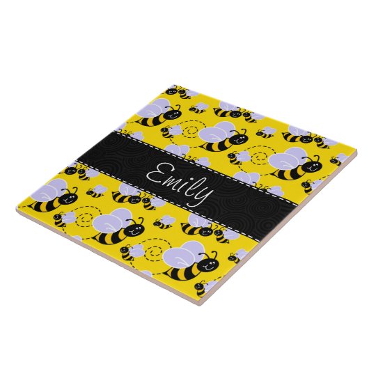 Gelbe und schwarze Hummel Fliese (Seite)