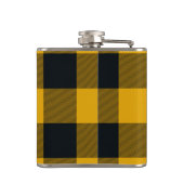 Gelbe und schwarze karierte Plätze Buffalo Kariert Flachmann (Rückseite)