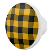 Gelbe und schwarze karierte Plätze Buffalo Kariert Keramikknauf (Rechts)