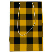 Gelbe und schwarze karierte Plätze Buffalo Kariert Mittlere Geschenktüte (Vorderseite)