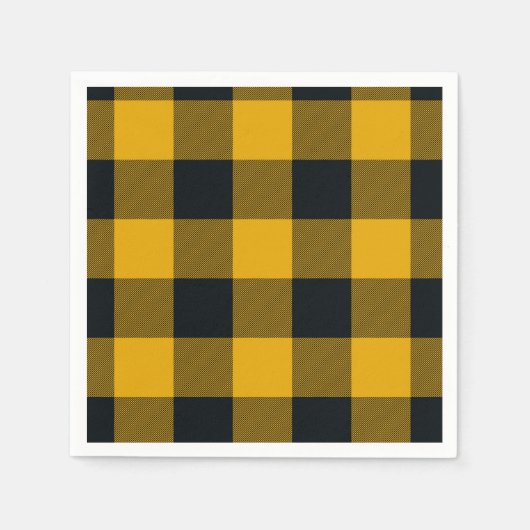Gelbe und schwarze karierte Plätze Buffalo Kariert Serviette (Vorderseite)