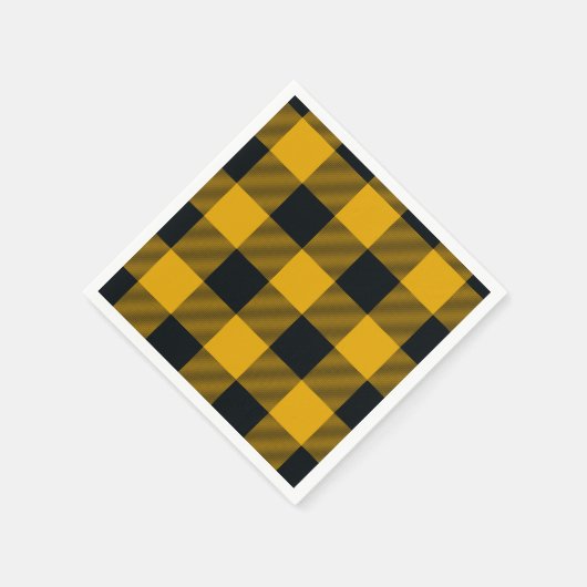 Gelbe und schwarze karierte Plätze Buffalo Kariert Serviette (Ecke)