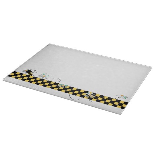 Gelbe und schwarze Karos mit Hummel-Bienen Schneidebrett (Ecke)