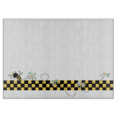 Gelbe und schwarze Karos mit Hummel-Bienen Schneidebrett (Vorderseite)