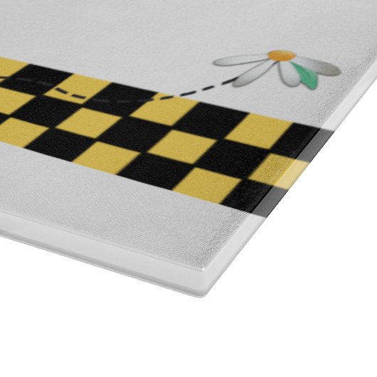Gelbe und schwarze Karos mit Hummel-Bienen Schneidebrett (Ecke)