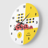 Gelbe und schwarze Kidschvögel mit Namen Große Wanduhr (Winkel)