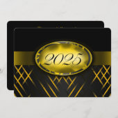 Gelbe und schwarze Klasse von 2025 Einladung (Vorne/Hinten)