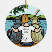 Gelbe und schwarze Labrador-Engel und Mama 2 Keramik Ornament (Vorne)