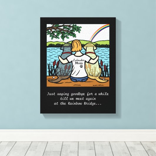 Gelbe und schwarze Labrador-Engel und Mama 3 Leinw Leinwanddruck (Insitu (Holzboden))