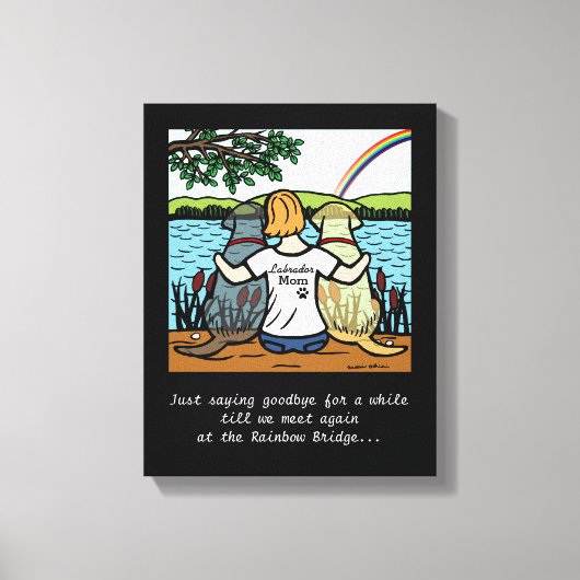 Gelbe und schwarze Labrador-Engel und Mama 3 Leinw Leinwanddruck (Vorderseite)