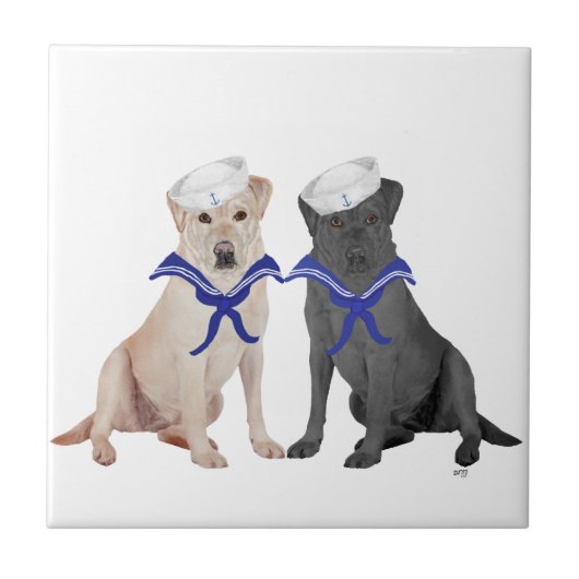 Gelbe und schwarze Labrador-Retrievers Fliese (Vorderseite)